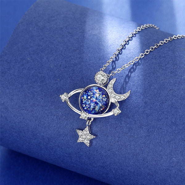 Romantic,moon and star necklace