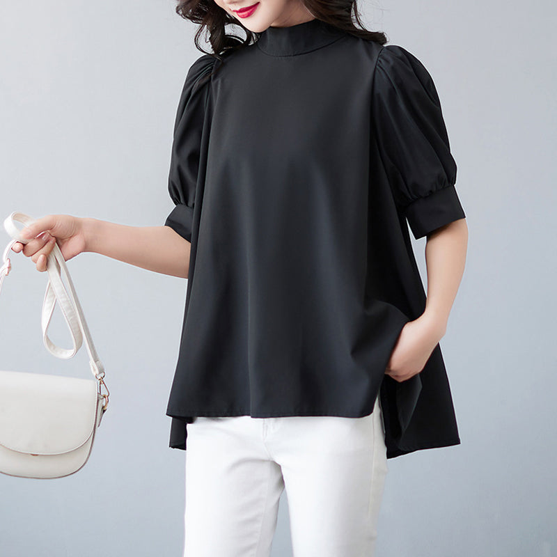 Bow Tie Stand-up Collar Shirt