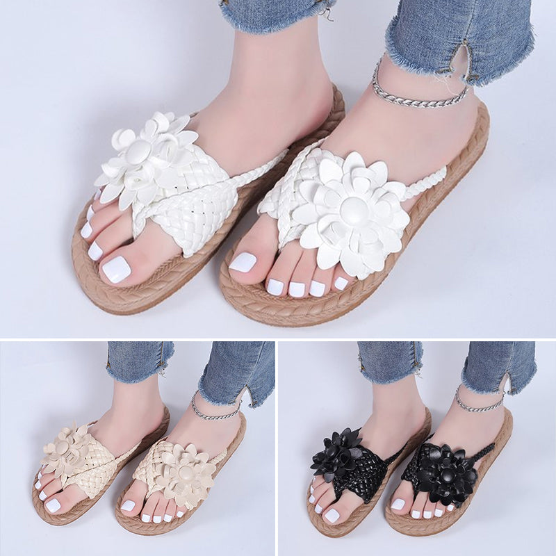 Floral Pattern Beach Flip Flops