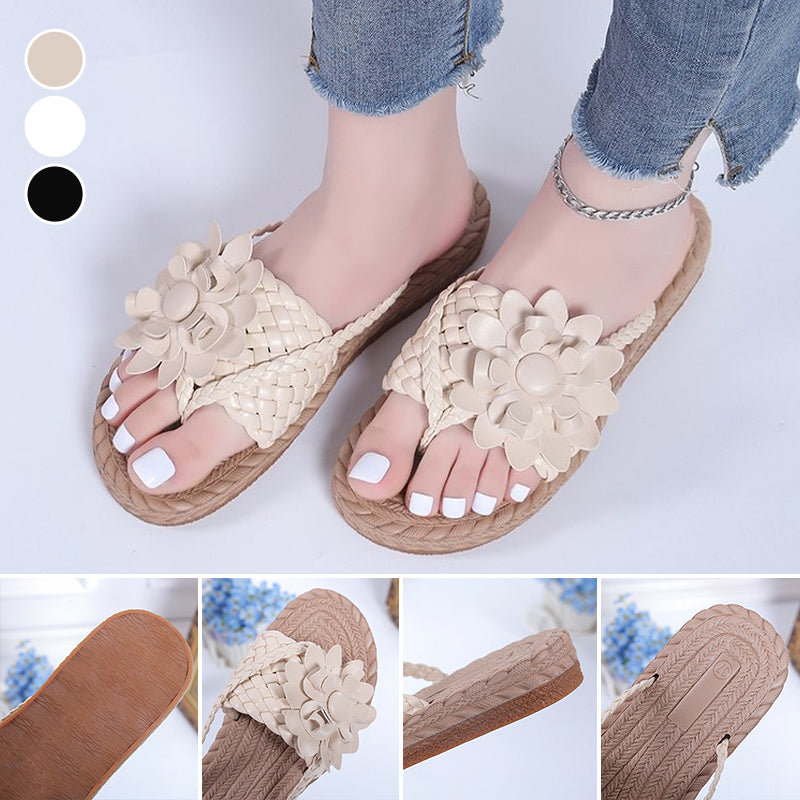 Floral Pattern Beach Flip Flops