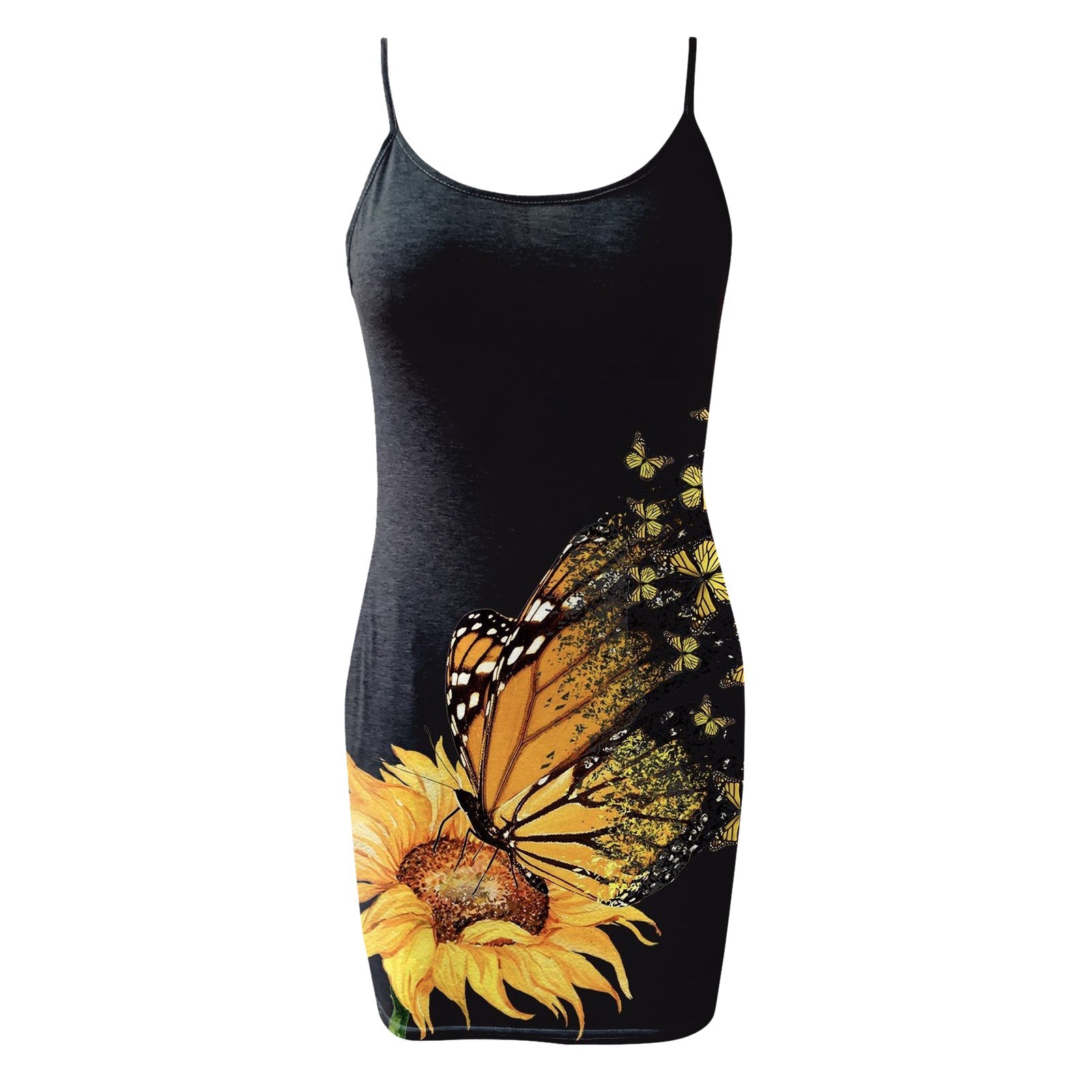 Sunflower Butterfly Pocket Mini Dress