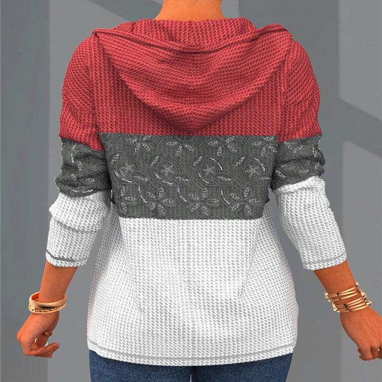 Hooded Colorblock Zip Sweatshirt