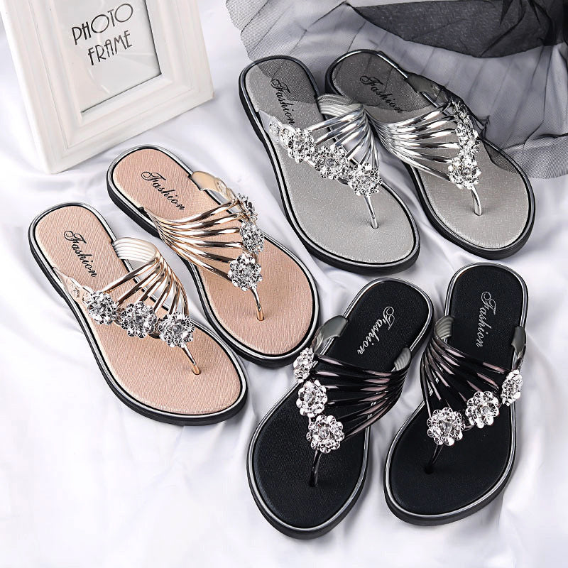 Floral Pattern Cutout Toe Post Flip Flops