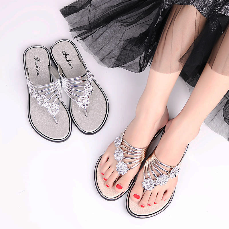 Floral Pattern Cutout Toe Post Flip Flops