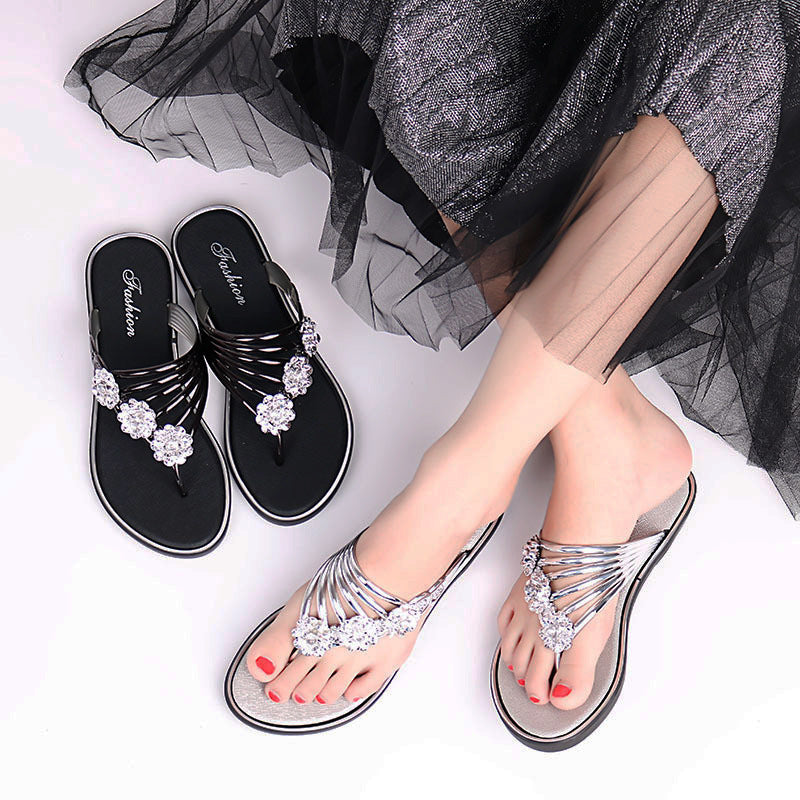 Floral Pattern Cutout Toe Post Flip Flops