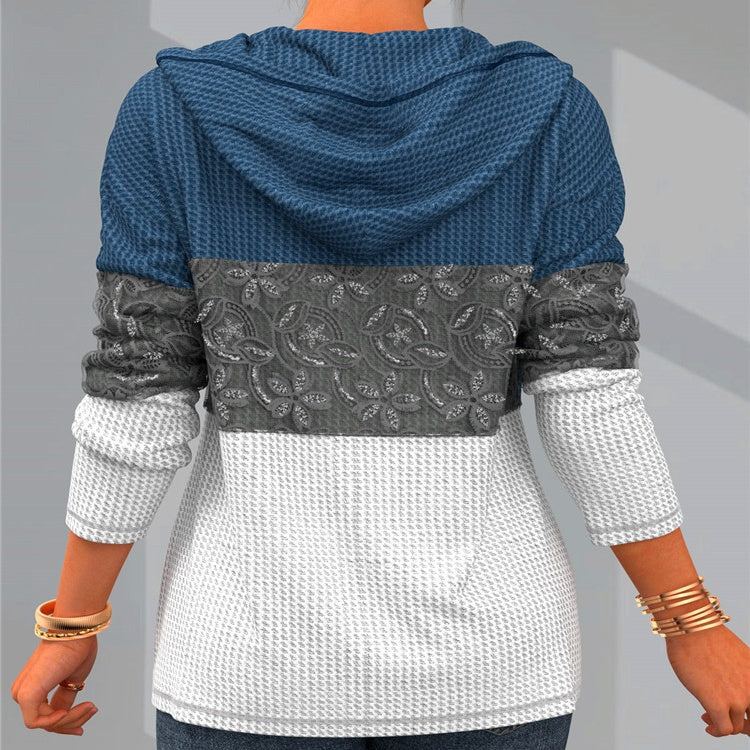 Hooded Colorblock Zip Sweatshirt