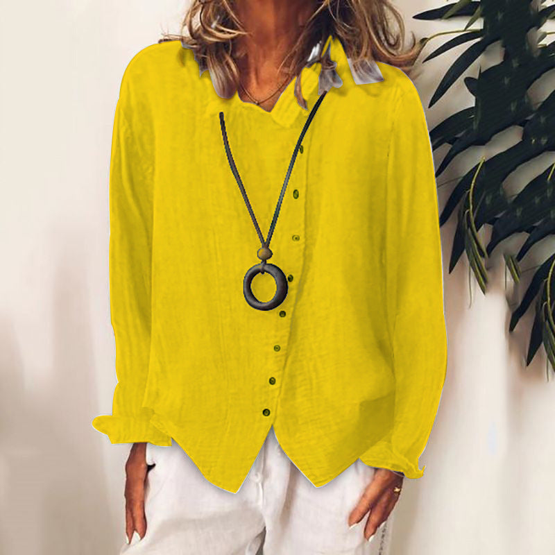 Women's Cotton Linen Loose Solid Temperament Shirt