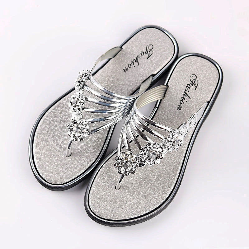 Floral Pattern Cutout Toe Post Flip Flops