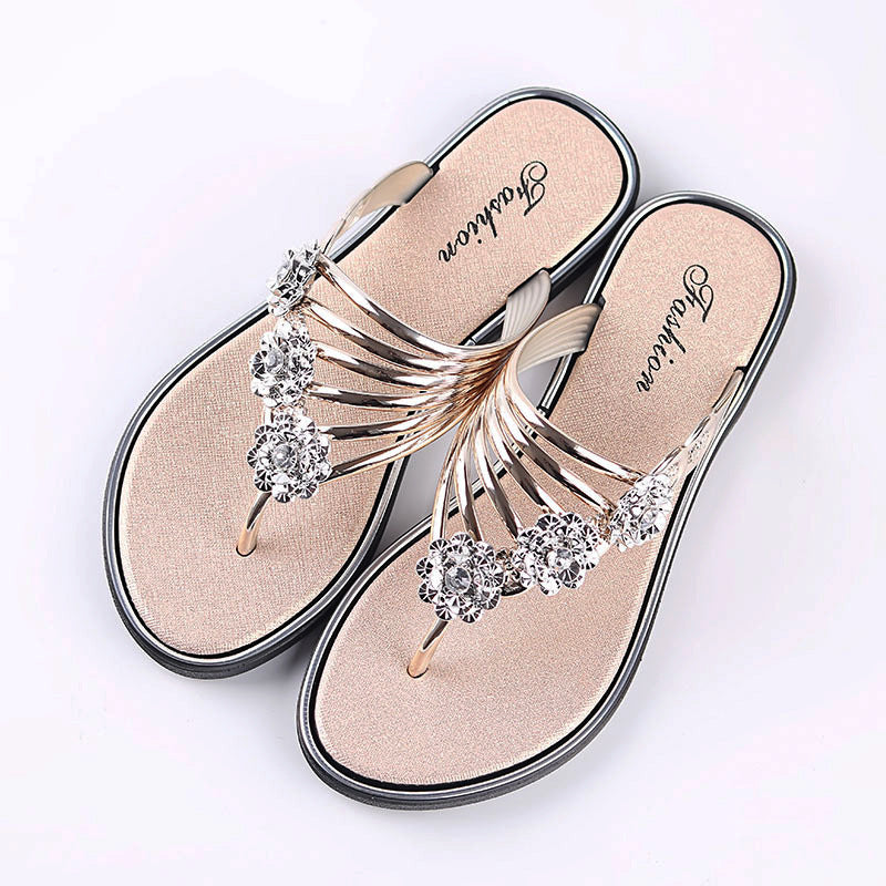 Floral Pattern Cutout Toe Post Flip Flops