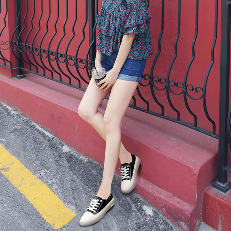 Women's Soft Leather Casual Shoes With Elastic Laces