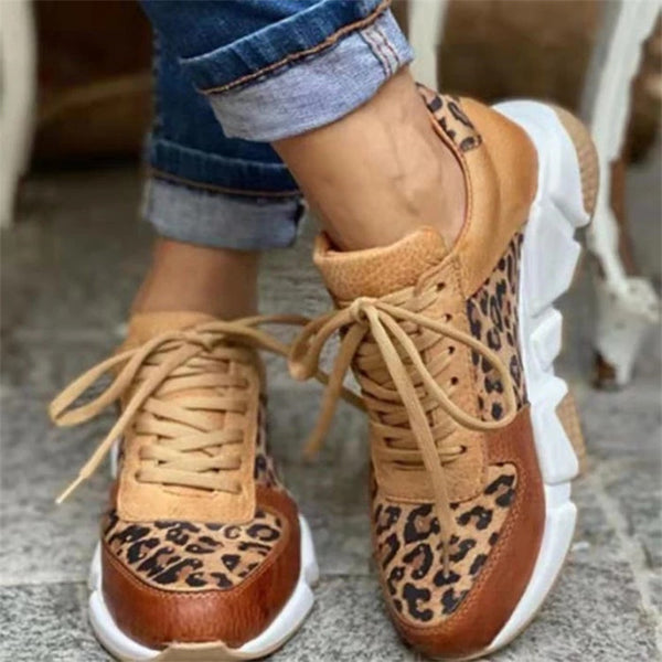Leopard Lace Up Sneakers