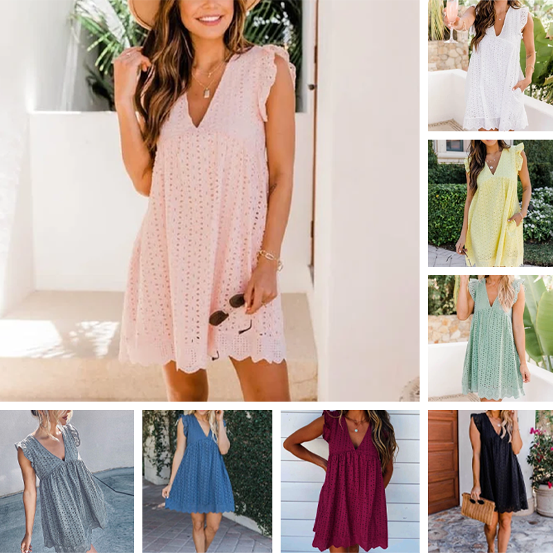 Lace Hollow V-Neck Dress