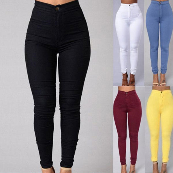 High Waist Skinny Slimming Ankle Banded Pants